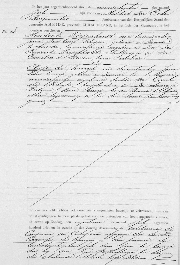 huwelijk Hendrik Diepenhorst en Elsje de Kruijk 1  31-07-1903_Pagina_004